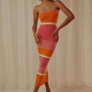 Peppermayo Back On Top Knit Midi Dress - Sherbet Stripe